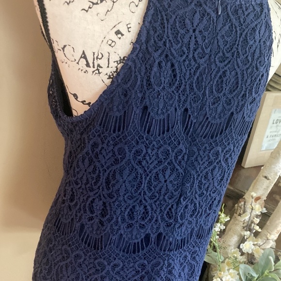 Pinky size large navy blue women’s sleeveless tank top lace - Picture 7 of 9